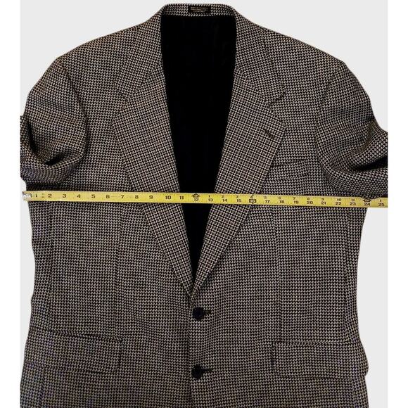 Oscar De La Renta Houndstooth Blazer Sz 48 Brown Wool Sportscoat Classy Designer - Picture 10 of 16